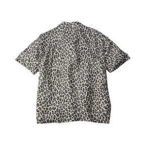 The Flat Head FN-SRO-009S Short Sleeve Leopard Shirt Off White