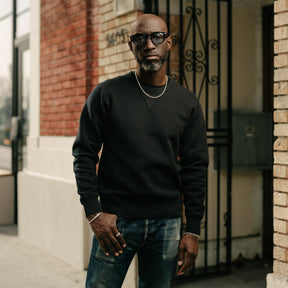 Flat Head FN-SWC-301 Loopwheel Crewneck Sweatshirt Black