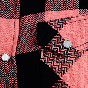 The Flat Head Block Check Western Shirt Pink/ Black FINAL SALE
