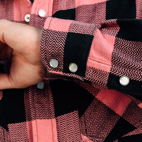 The Flat Head Block Check Western Shirt Pink/ Black FINAL SALE