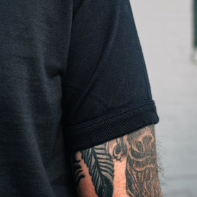 Full Count Flat Seam Heavyweight Short Sleeve Henley T-Shirt Ink Black