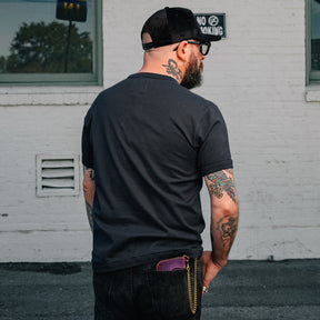 Full Count Flat Seam Heavyweight Short Sleeve Henley T-Shirt Ink Black