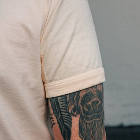 Full Count Flat Seam Heavyweight Short Sleeve Henley T-Shirt Ecru