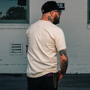 Full Count Flat Seam Heavyweight Short Sleeve Henley T-Shirt Ecru