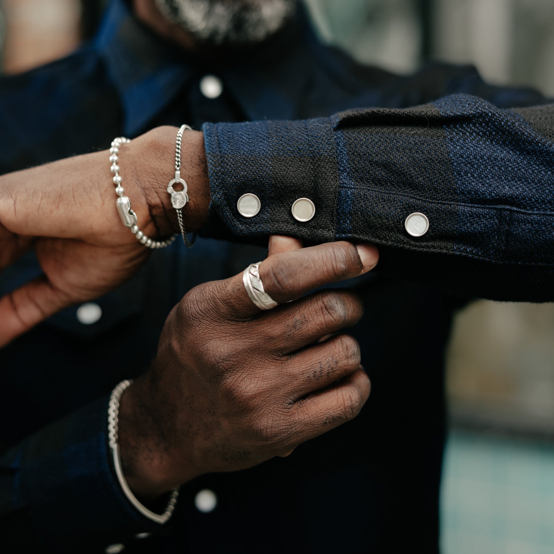 The Flat Head Block Check Flannel Western Shirt Indigo