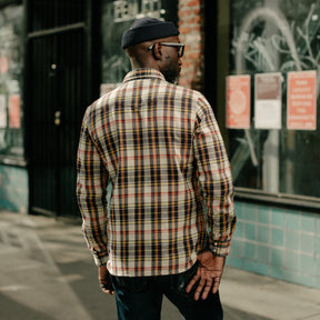 The Flat Head FN-SNW-014L Flannel Check Western Shirt Ivory x Black