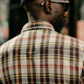 The Flat Head FN-SNW-014L Flannel Check Western Shirt Ivory x Black