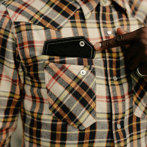 The Flat Head FN-SNW-014L Flannel Check Western Shirt Ivory x Black