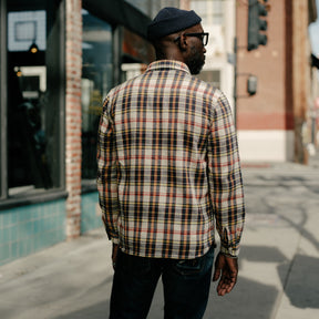 Flat Head FN-SNR-014L Flannel Check Work Shirt Ivory x Black