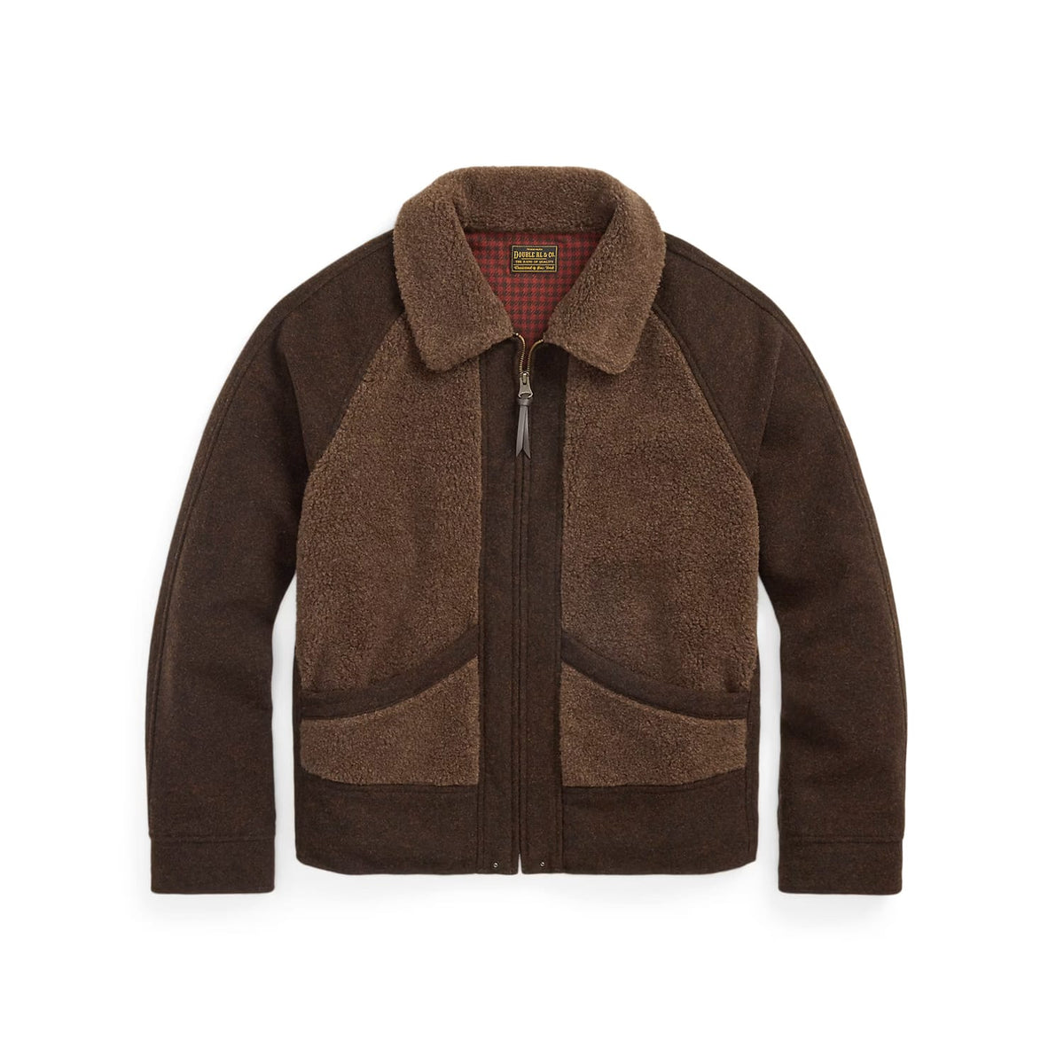 RRL Fleece-Paneled Jacquard Jacket Brown/ Multi