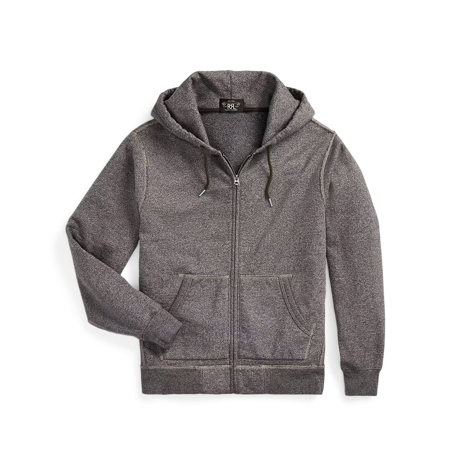 RRL French Terry Full Zip Hoodie Charcoal Heather