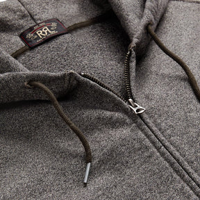 RRL French Terry Full Zip Hoodie Charcoal Heather