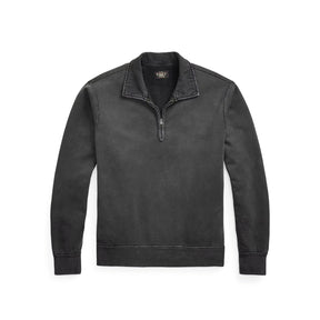 RRL French Terry Quarter-Zip Pullover Faded Black