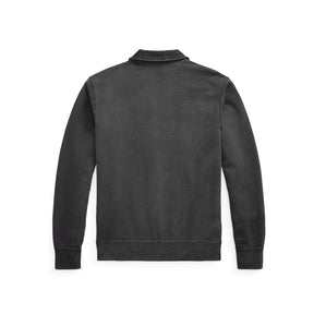 RRL French Terry Quarter-Zip Pullover Faded Black
