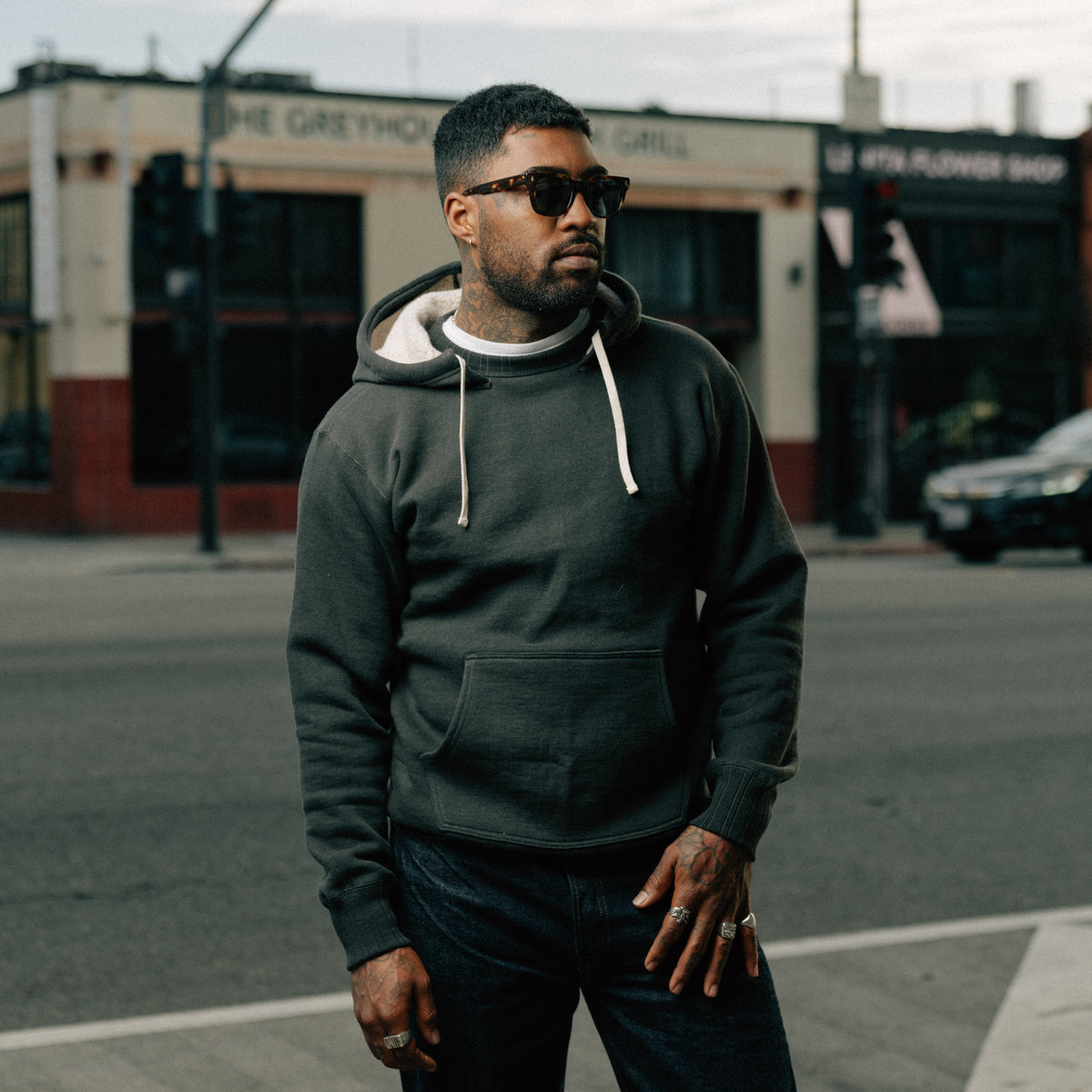 Full Count 3745-22 After Hood Sweat Shirt Mother Cotton Black