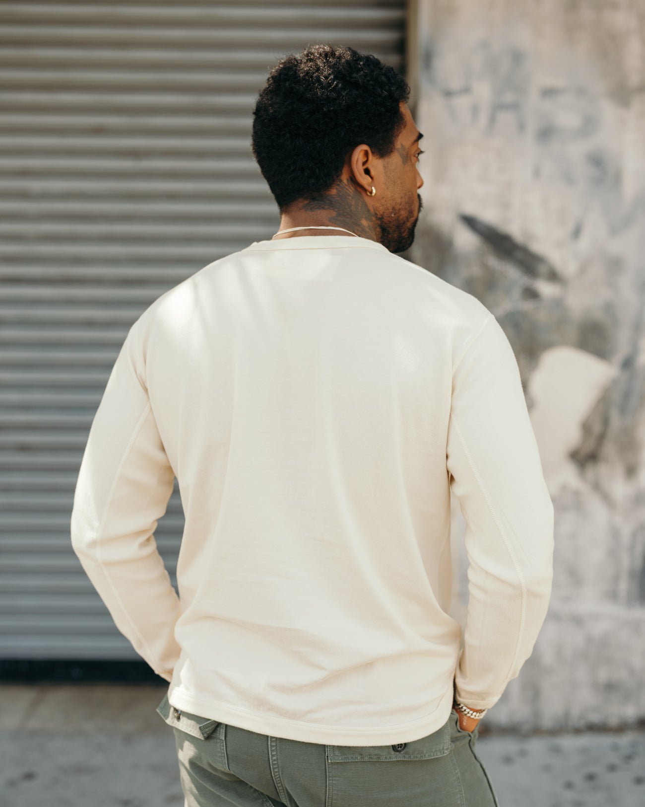 Full Count Flat Seam Heavyweight Long Sleeve T-Shirt Ecru