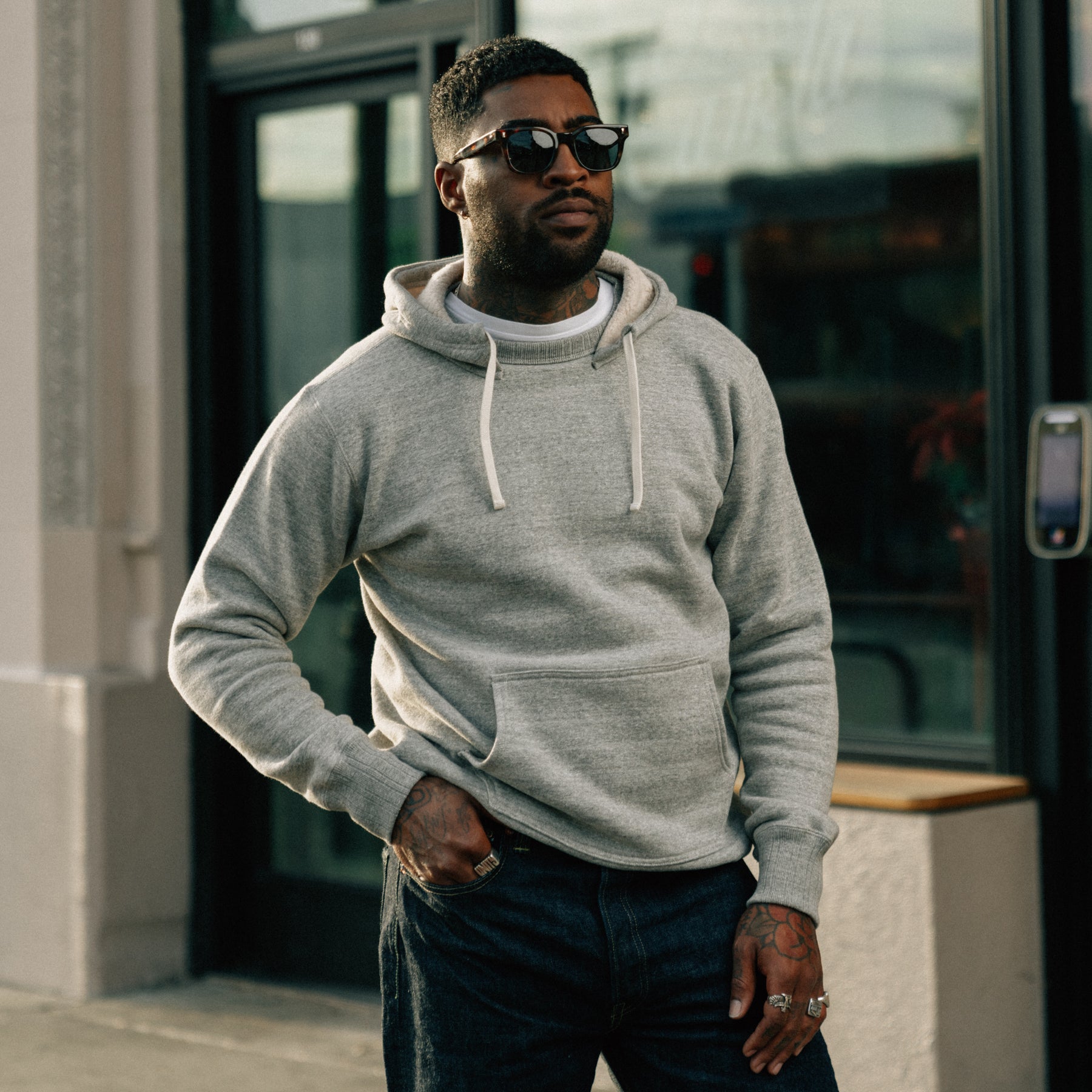 Full Count 3745-22 After Hood Sweat Shirt Mother Cotton Heather Gray