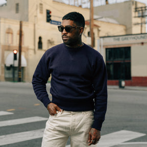 Full Count 3741-22 Double V Set in Sleeve Mother Cotton Navy