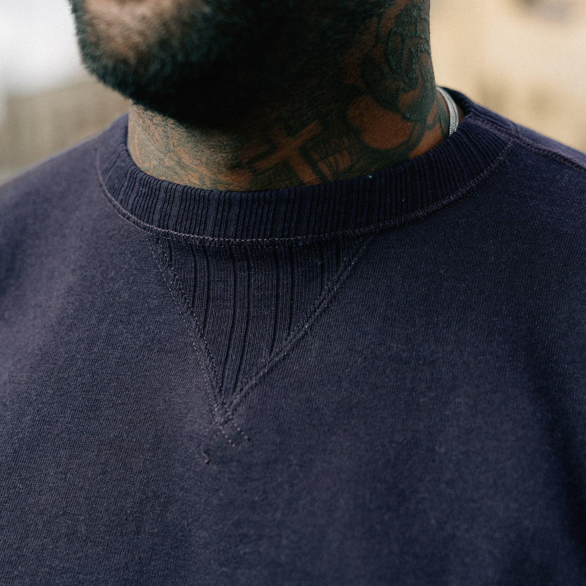 Full Count 3741-22 Double V Set in Sleeve Mother Cotton Navy