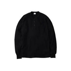 The Flat Head Henley Neck Thermal Black