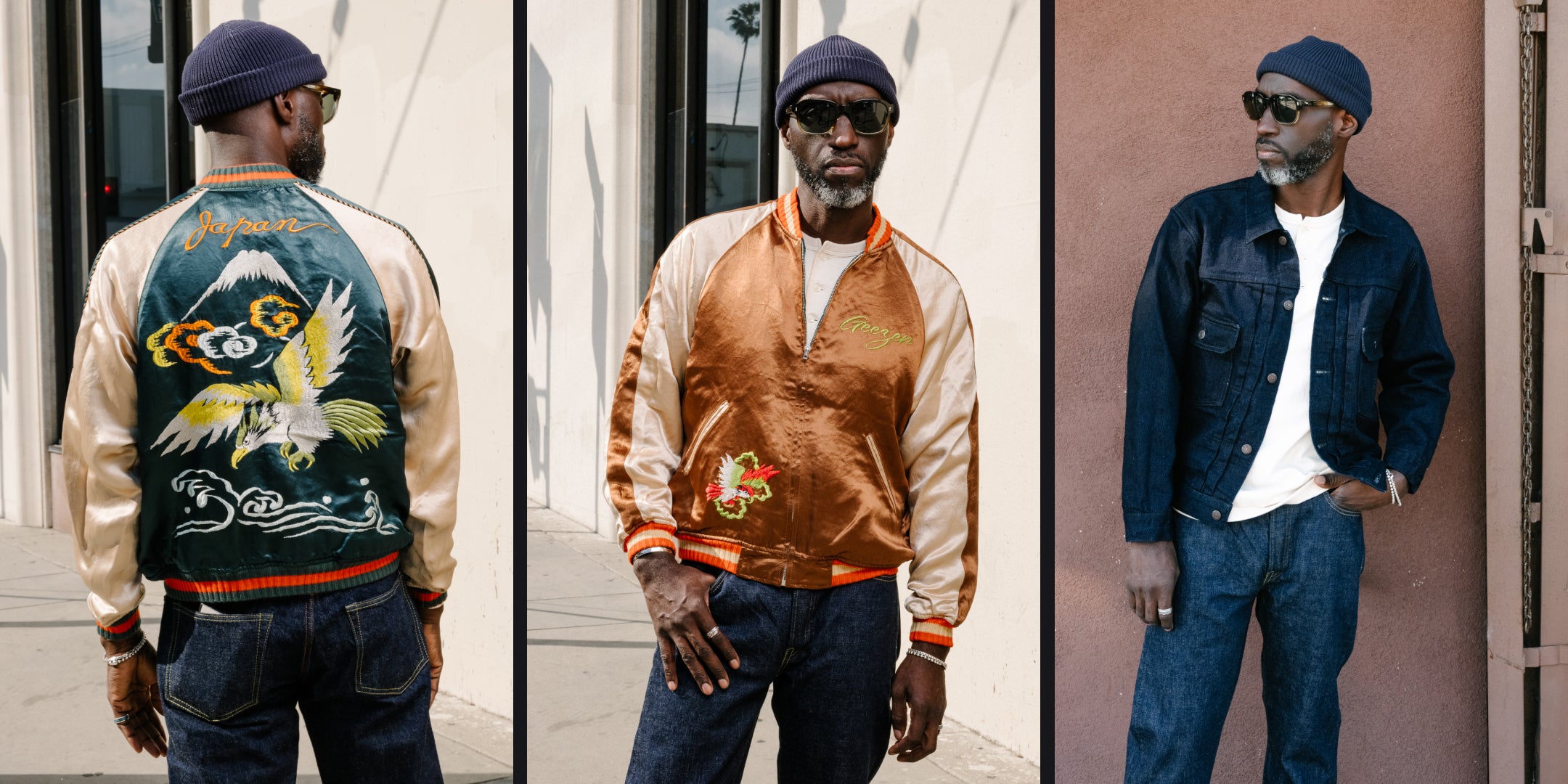 Man wearing Full Count Souvenir Jacket and Type II Jacket