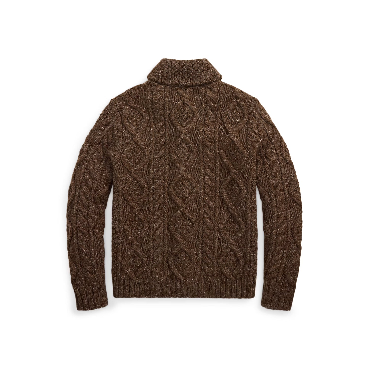 RRL Heathered Aran-Knit Shawl Cardigan Brown Heather