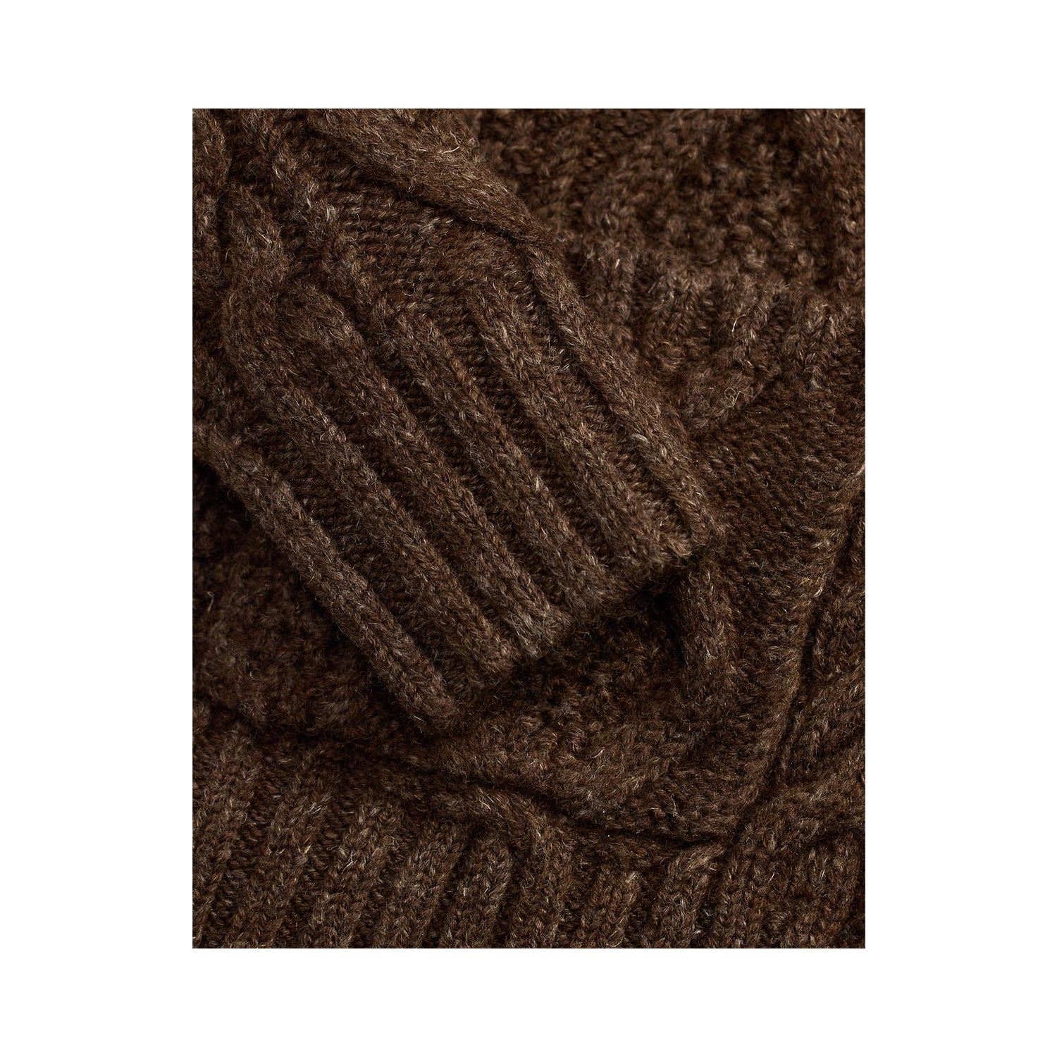 RRL Heathered Aran-Knit Shawl Cardigan Brown Heather