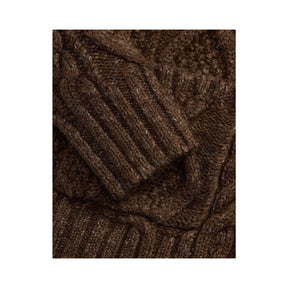 RRL Heathered Aran-Knit Shawl Cardigan Brown Heather