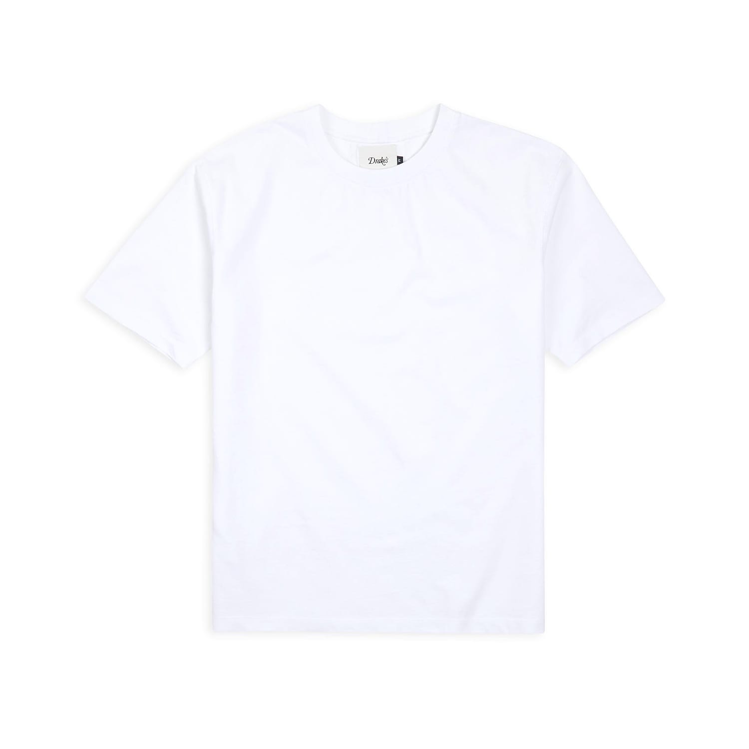 Drake's White Cotton Crew Neck Hiking T-Shirt