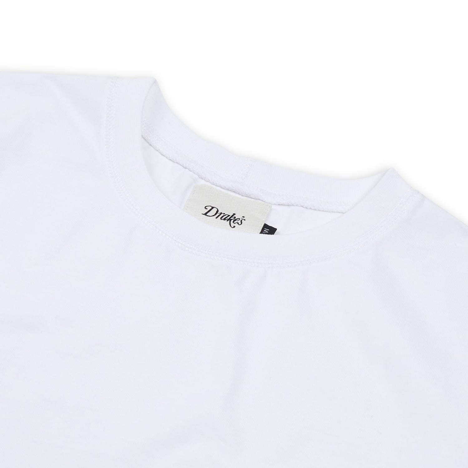 Drake's White Cotton Crew Neck Hiking T-Shirt