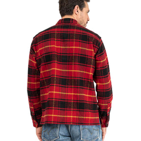 Iron Heart IHSH-433-RED Heavy Flannel Rider's Overshirt Red
