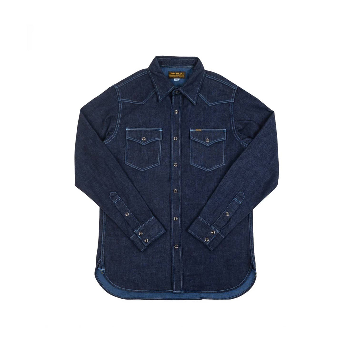 Iron Heart IHSH-352-BLU 10oz Selvedge Denim Western Shirt Indigo Overdyed Blue FINAL SALE
