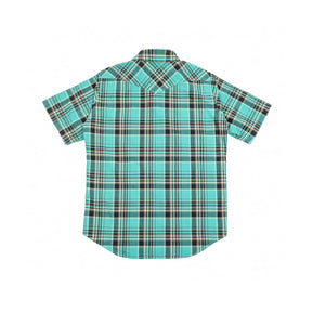 Iron Heart IHSH-359-GRN 5oz Selvedge Madras Check Short Sleeved Western Shirt Green