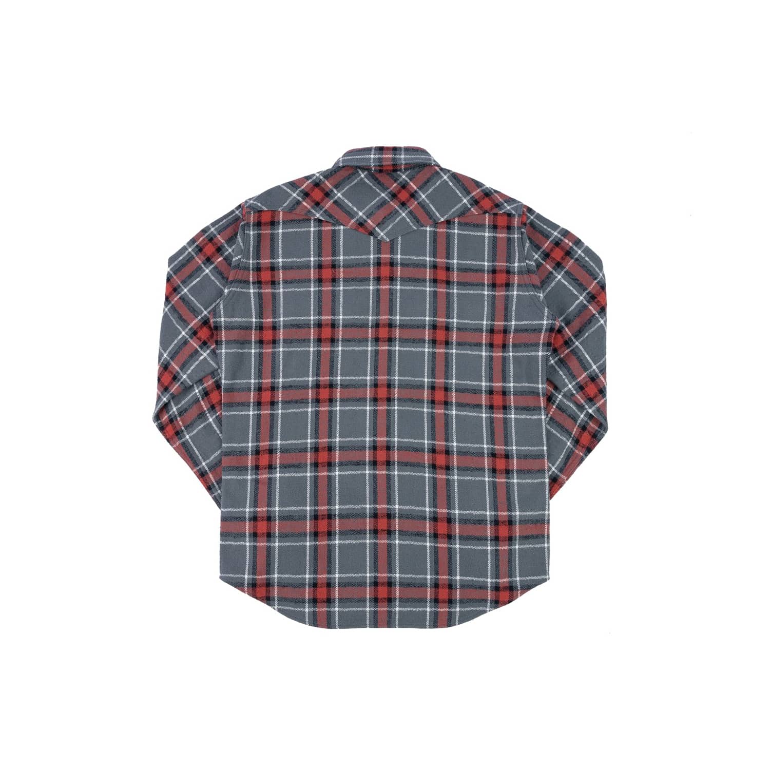 Iron Heart IHSH-369-GRY 12oz Slubby Heavy Flannel Herringbone Check Western Shirt Grey FINAL SALE