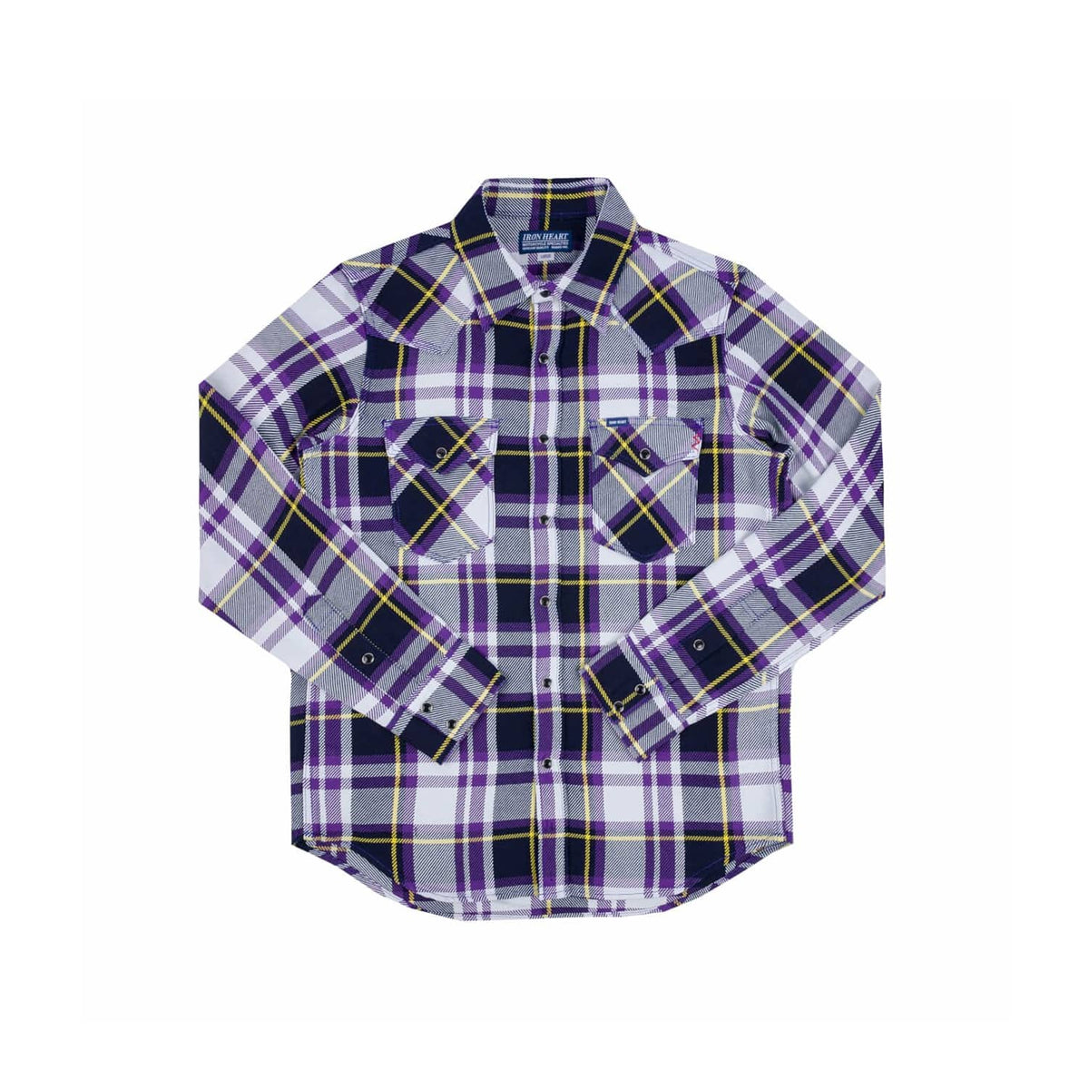Iron Heart IHSH-390-PUR 9oz Selvedge American Check Western Shirt Purple
