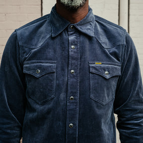 Iron Heart IHSH-398-NAV 11oz Corduroy Western Shirt Navy FINAL SALE