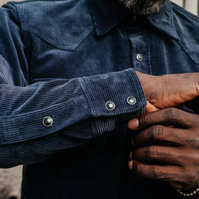 Iron Heart IHSH-398-NAV 11oz Corduroy Western Shirt Navy FINAL SALE
