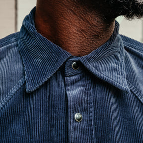 Iron Heart IHSH-398-NAV 11oz Corduroy Western Shirt Navy FINAL SALE
