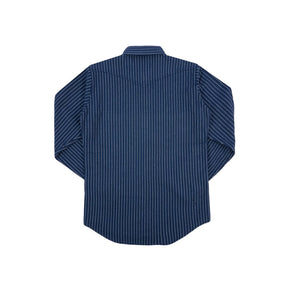 Iron Heart IHSH-401-NAV Ultra Heavy Flannel Chalk Stripe Western Shirt Navy FINAL SALE