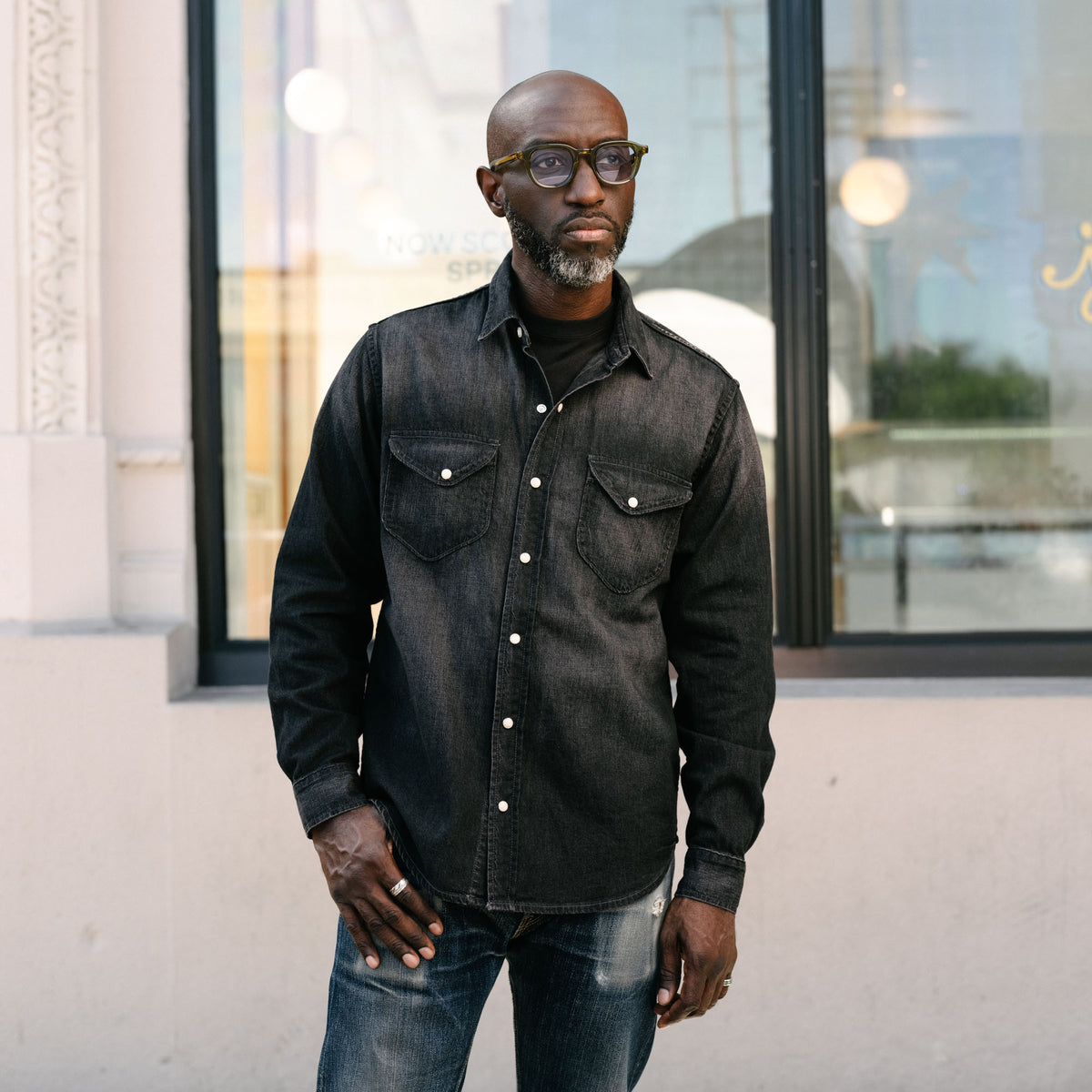 Imogene + Willie Hayes Washed Black Pearl Snap