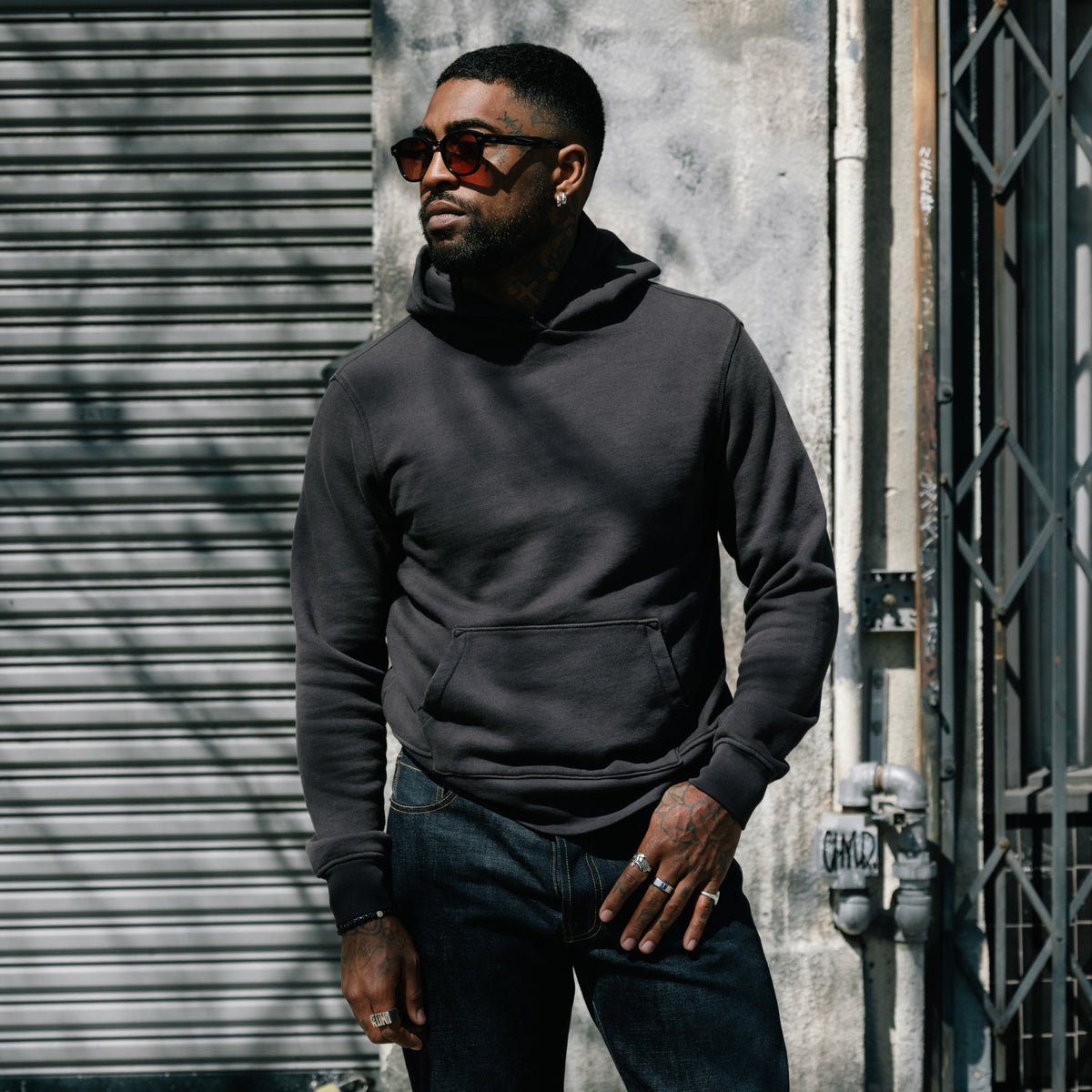 Imogene + Willie Davenport Hoodie in Faded Black