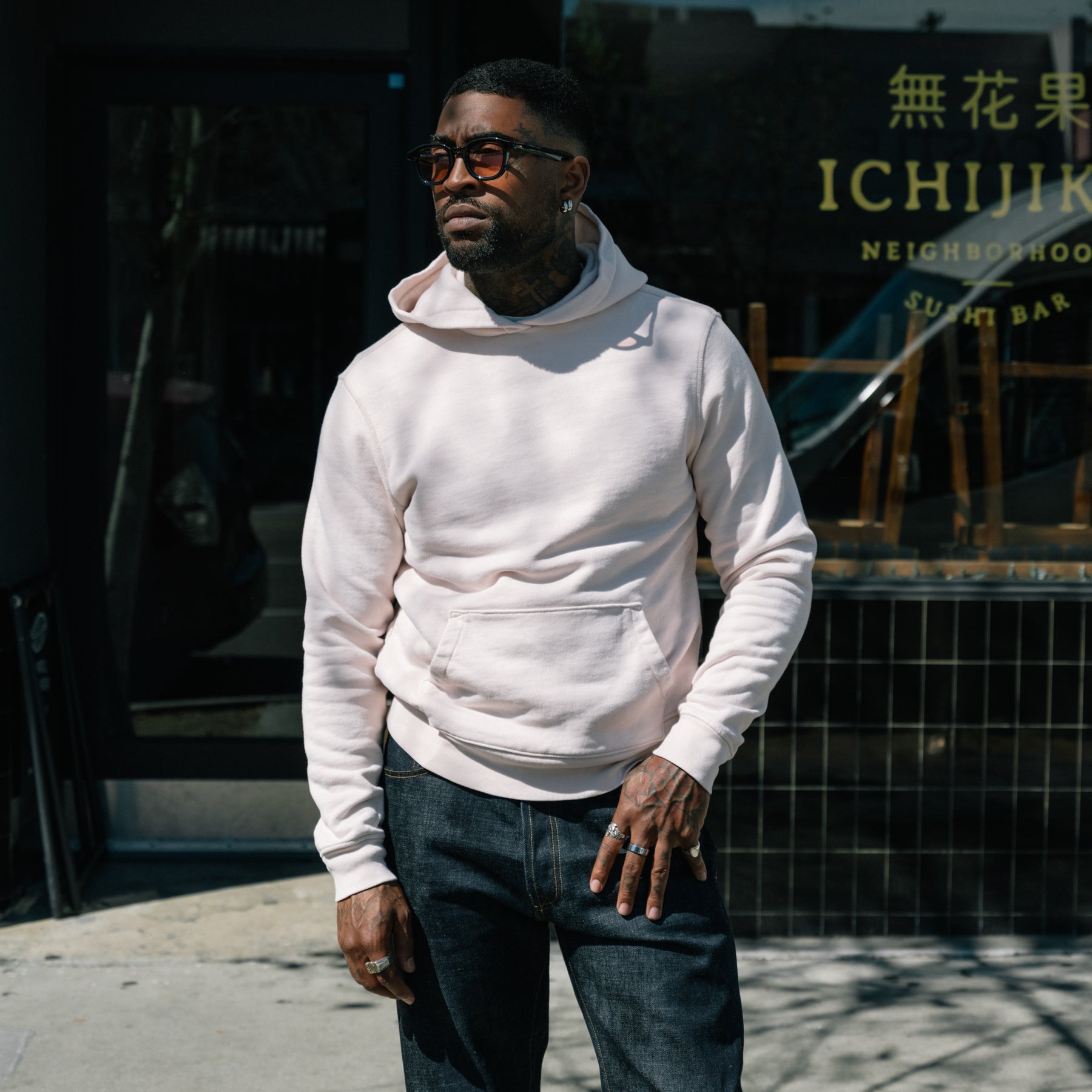 Imogene + Willie Davenport Hoodie in Pink Stone