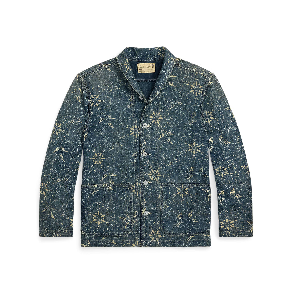 RRL Indigo Print Woven Overshirt Indigo/ White Multi