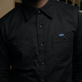 Iron Heart IHSH-414-BLK 9oz Cotton Linen Work Shirt Black
