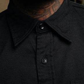 Iron Heart IHSH-414-BLK 9oz Cotton Linen Work Shirt Black
