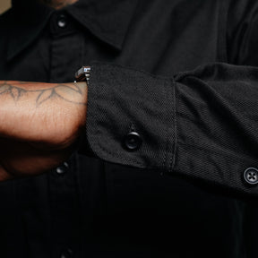 Iron Heart IHSH-414-BLK 9oz Cotton Linen Work Shirt Black