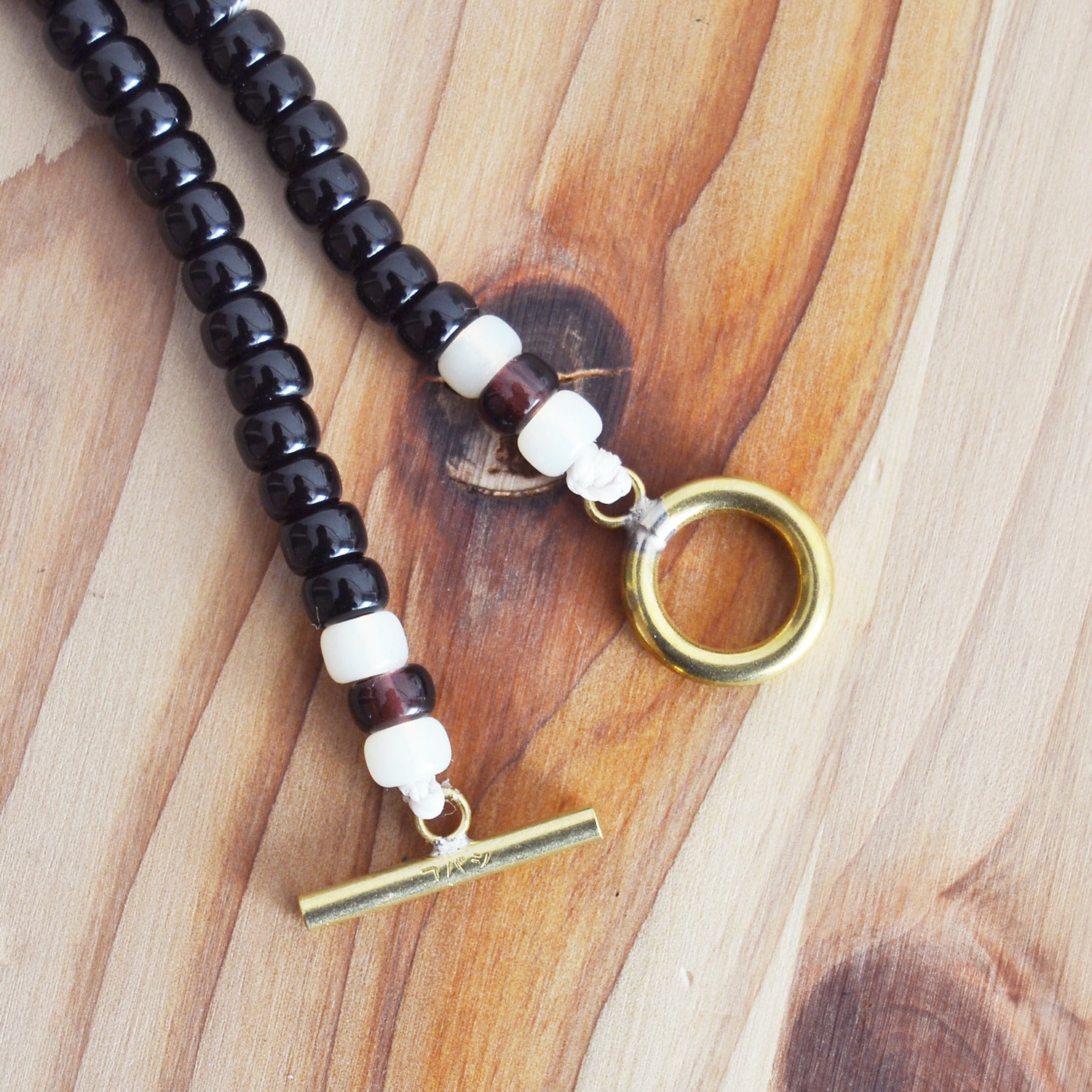 Kobashi Studio Japanese Beads Long Necklace Black | White | Dark Cherry