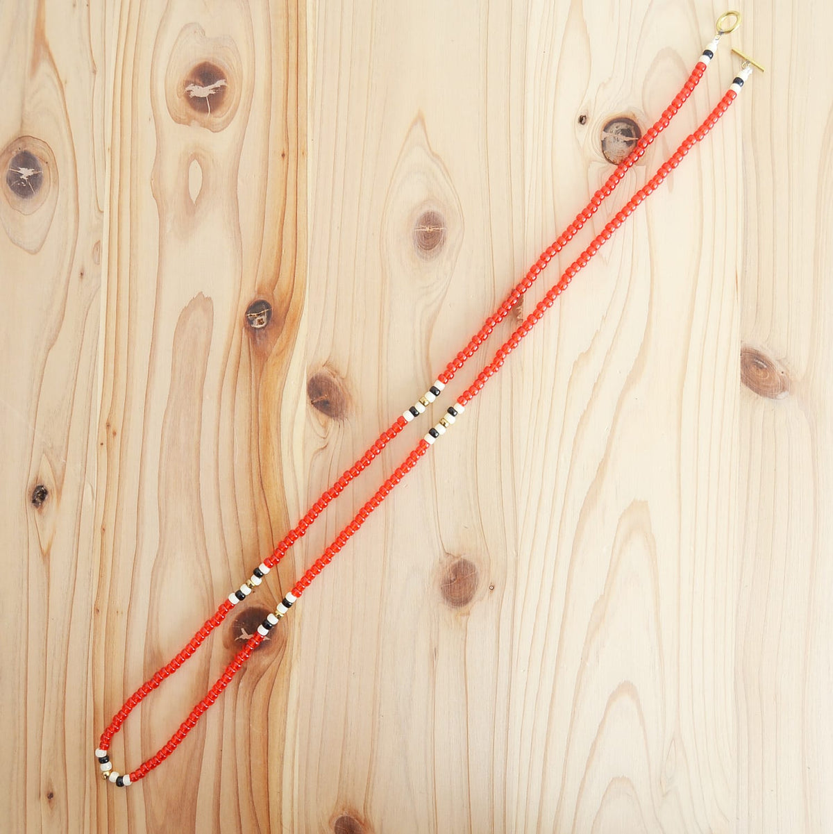 Kobashi Studio Japanese Beads Long Necklace Red | White | Black