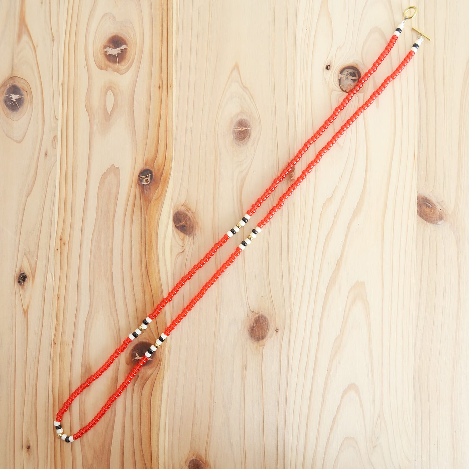 Kobashi Studio Japanese Beads Long Necklace Red | White | Black