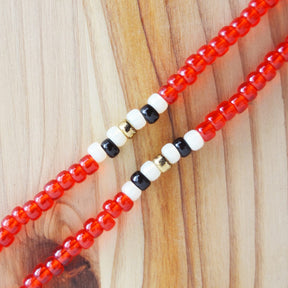 Kobashi Studio Japanese Beads Long Necklace Red | White | Black